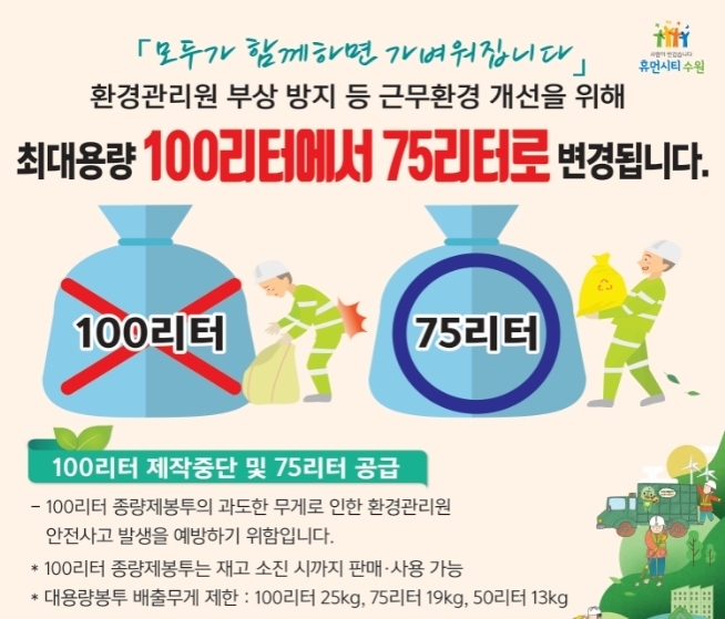종량제 봉투 최대 용량 변경 안내 홍보물