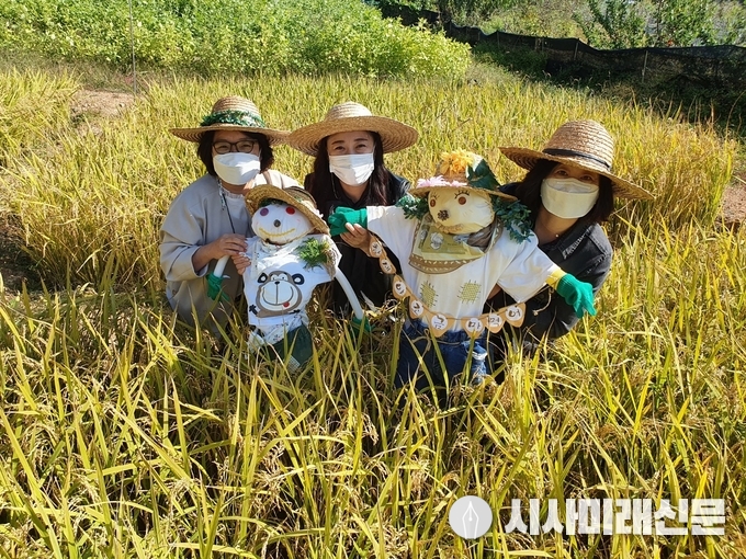 생태학습장 논에 세워진 허수아비
