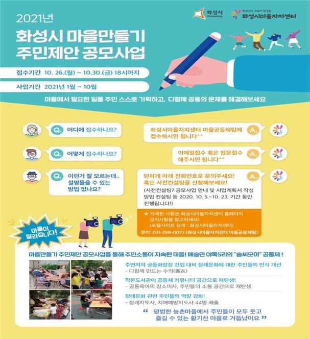 2021 화성시 마을만들기 주민제안 공모사업 안내문