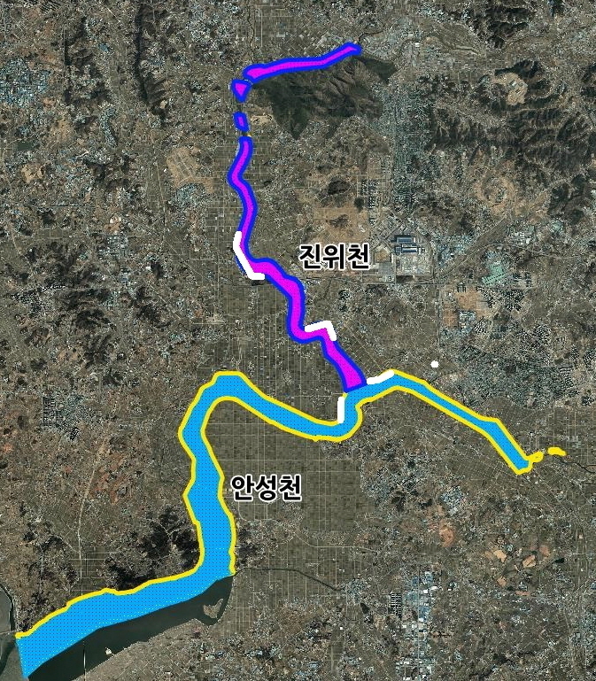 지정현황도 (백색 표시 구간 : 낚시가능 구간)