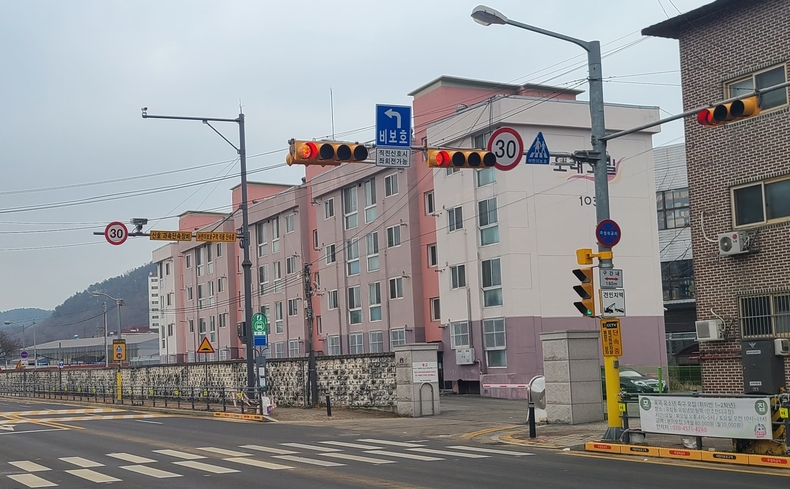 둔전초등학교 앞 무인교통단속카메라 모습