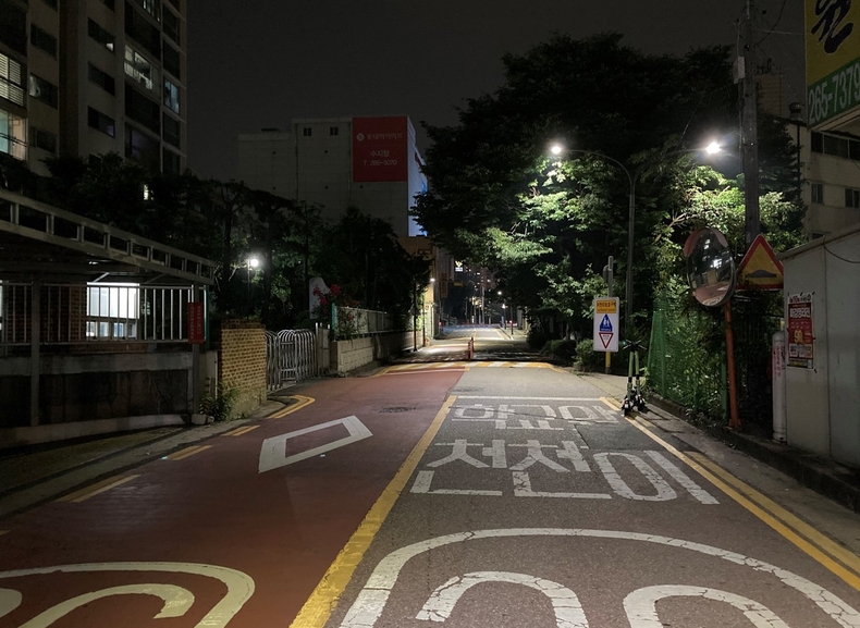 수지구 관내 LED등 모습