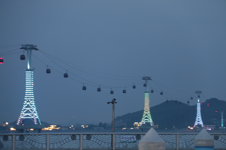전곡항에서 바라본 서해랑 케이블카 모습 (사진=김은숙 기자)