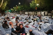10월4일 청와대 앞, 길바닥 위에서 이슬맞으며 철야집회