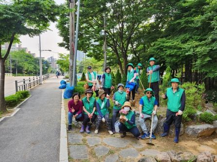 장기본동 새마을부녀회가 8일 가로변 항아리 화분 100여 개에 베고니아, 메리골드, 산파체스 등 여름꽃 5,000본을 식재했다.