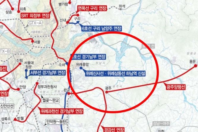 경기도 철도기본계획('26~'35)(안) 노선도 위치도