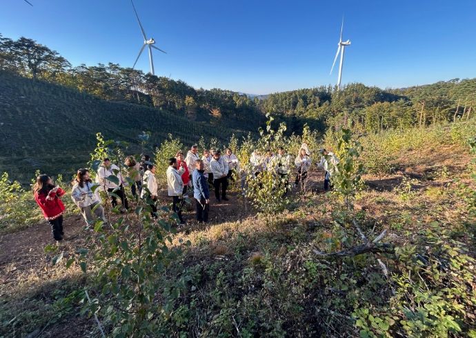한몽그린벨트사업 한국연수단 견학(목재수확 조림지)