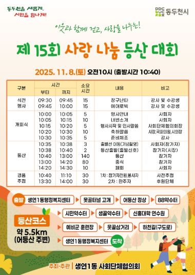 걷는 즐거움, 나누는 행복 제15회 생연1동 사랑나눔 등산대회 개최