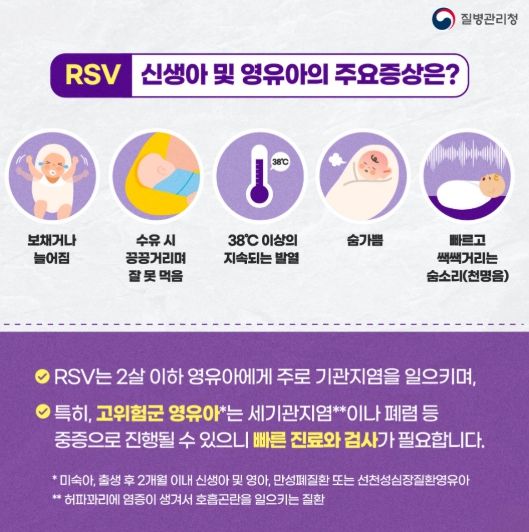 호흡기세포융합바이러스(RSV) 주요 증상 안내문