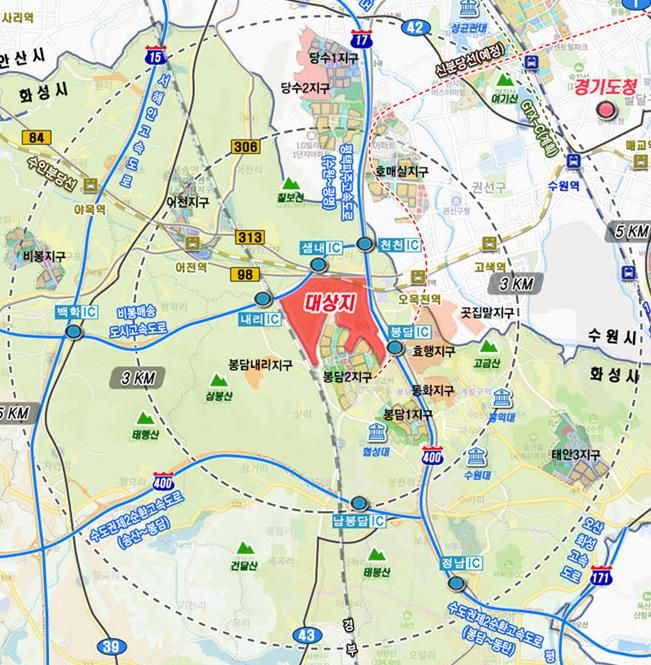 봉담3공공주택지구 위치도