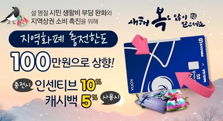 광명사랑화폐 2월 충전한도 상향 안내문.