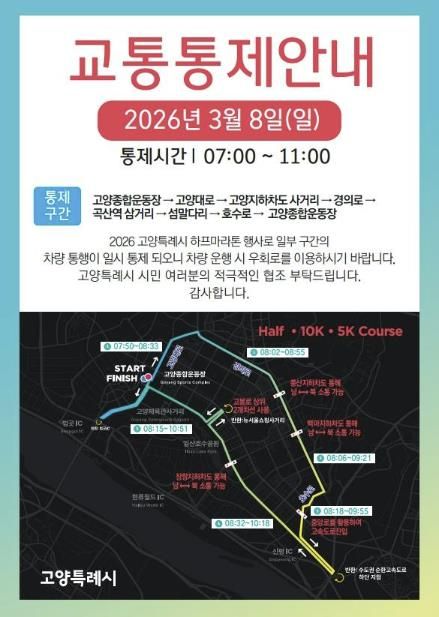 교통통제 안내문